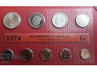 Germany SET 1974 G-Karlsruhe of 9 coins /5 silver marks/