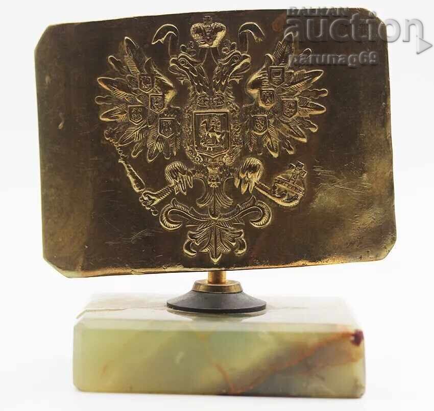 Auction RUSSIA - Belt buckle on a marble base, circa 1900 Auction RUSSIA - Belt buckle on a marble base, circa 1900