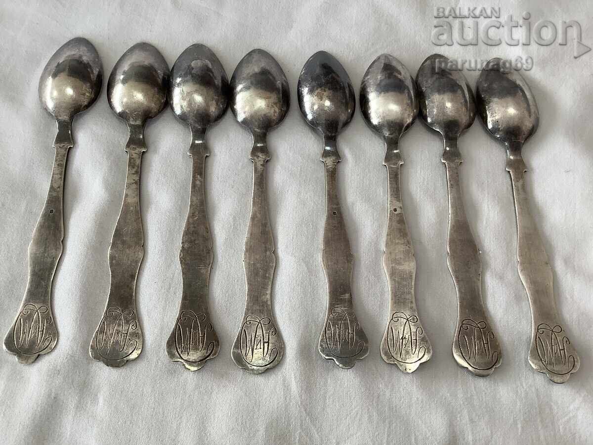 Delivery of Ottoman Turkey 8 pieces silver dessert spoons Delivery of Ottoman Turkey 8 pieces silver dessert spoons