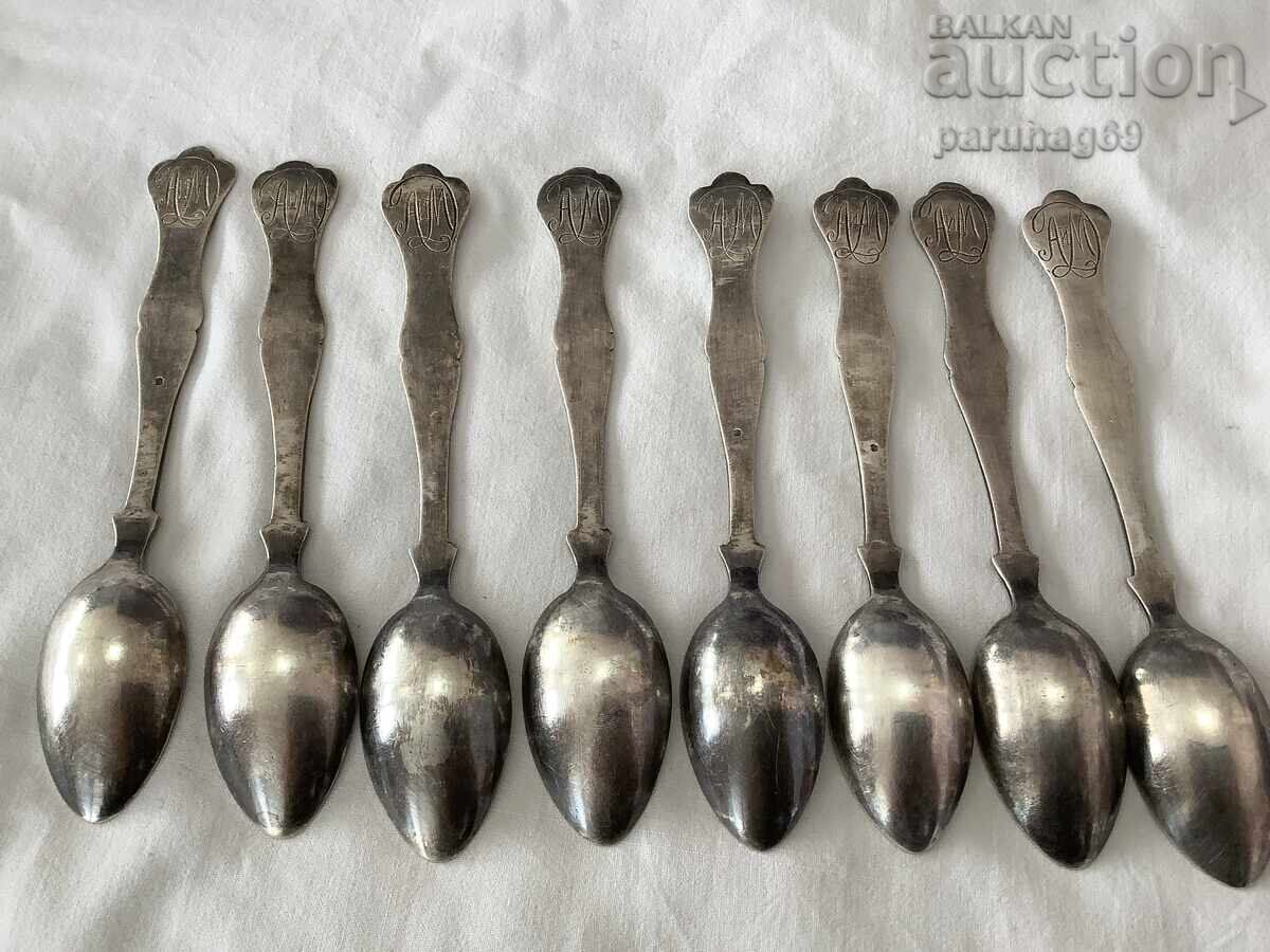 Ottoman Turkey 8 pieces silver dessert spoons - 5 Ottoman Turkey 8 pieces silver dessert spoons - 5