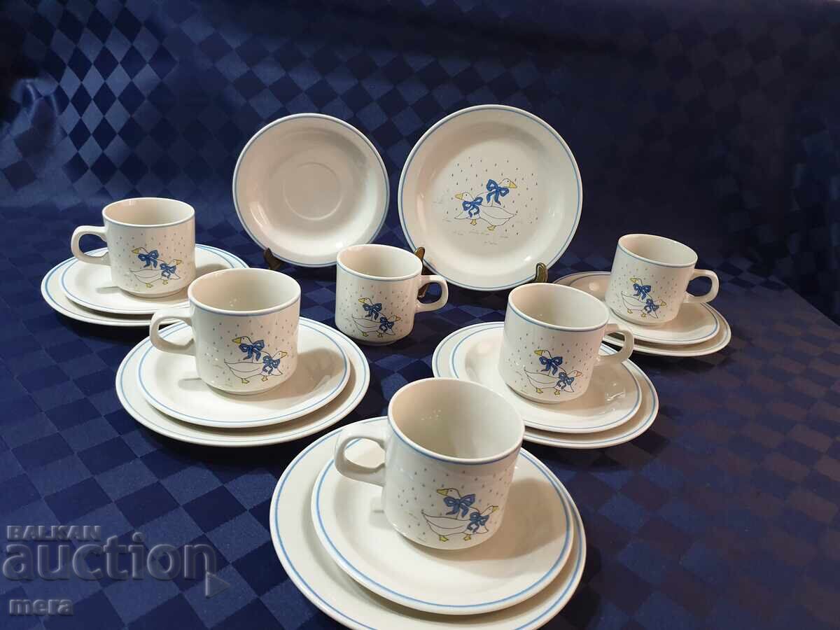 Porcelain coffee, tea, milk service with goose decor with price 80.00 BGN | € 40.90 Porcelain coffee, tea, milk service with goose decor with price 80.00 BGN | € 40.90