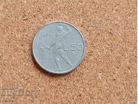 Италия 50 лири 1976 год.