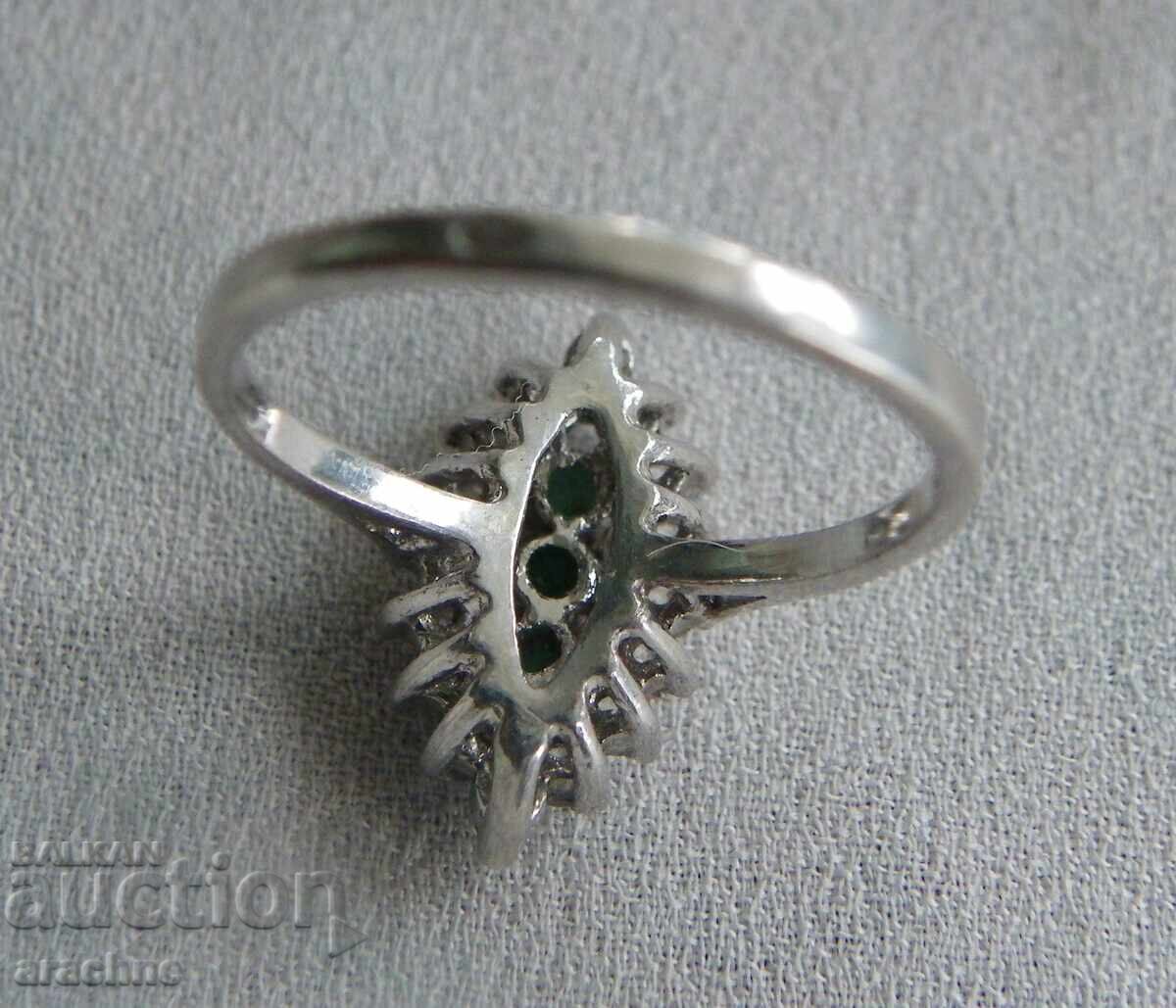 German silver ring with emeralds - 5
