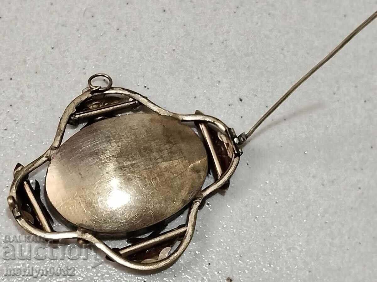 Mother-of-pearl gold-plated jewelry Holy Sepulchre brooch Panagia Kuna - 6