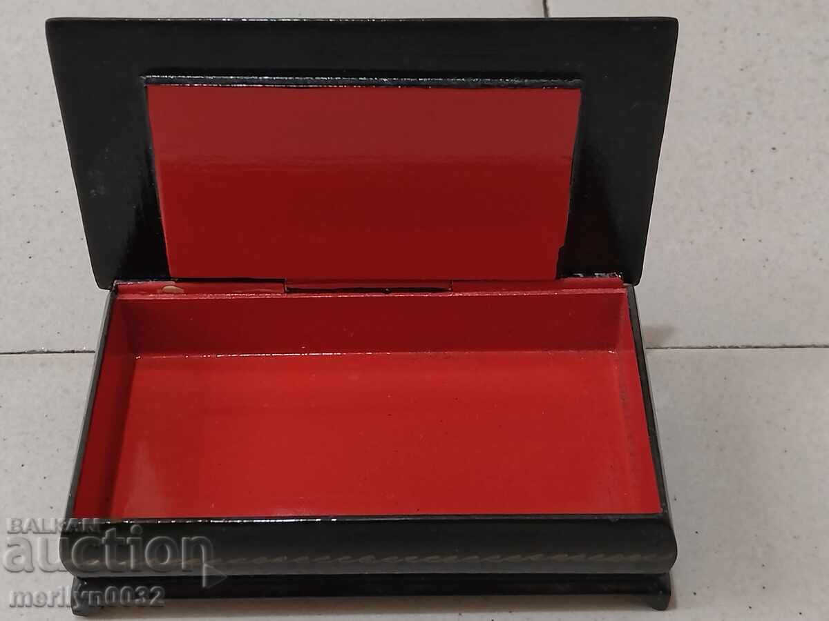 Wooden hand-painted jewelry box lacquer miniature - 7
