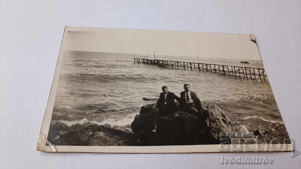 Photo Varna Two men on a cliff by the sea 1935