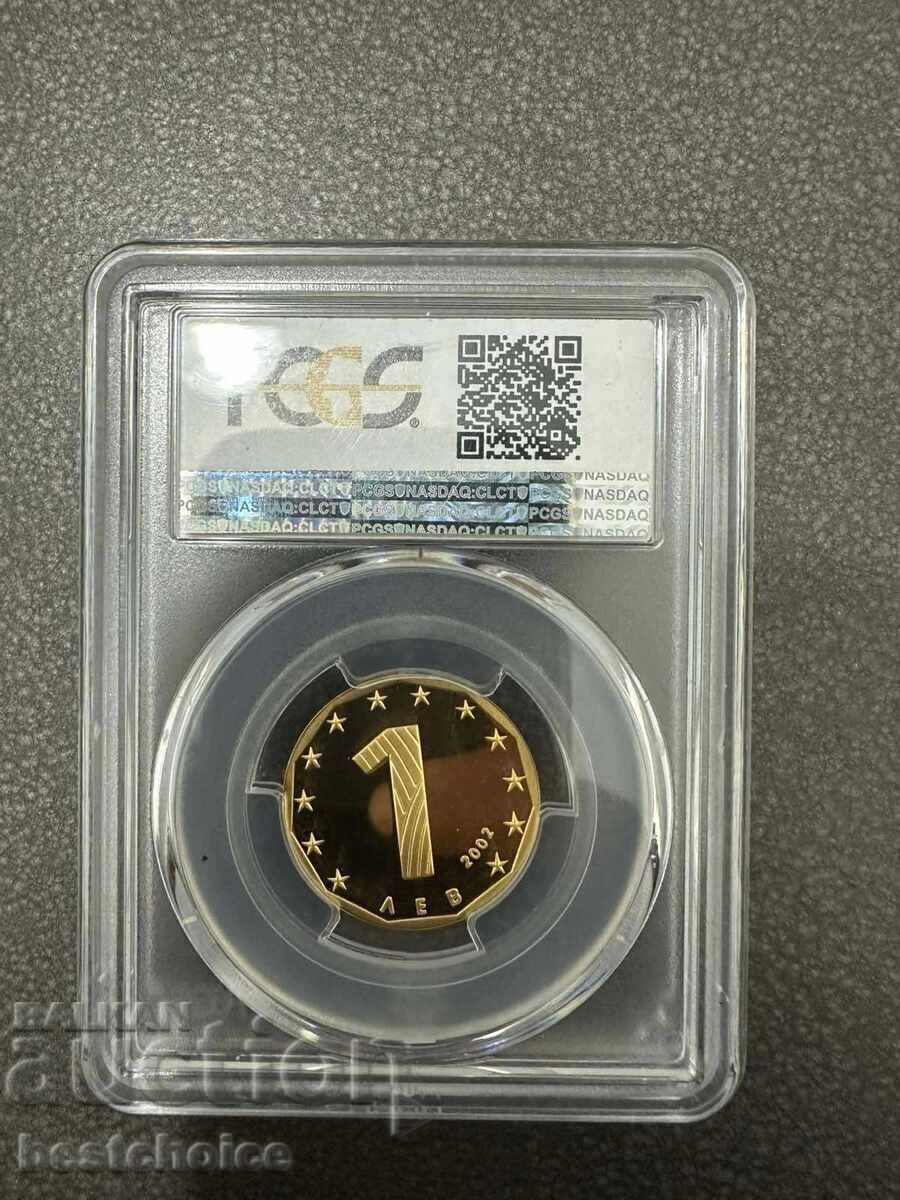 1 lev, 2002, gold, PR68DCAM, St. Ivan Rilski 1 lev, 2002, gold, PR68DCAM, St. Ivan Rilski