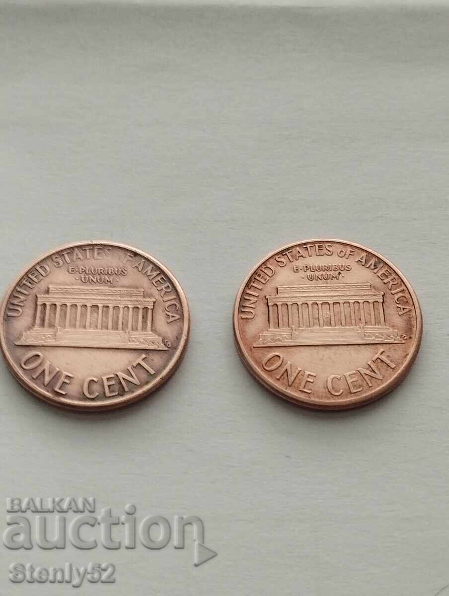 2 buc. US cenți din 1991 și 1992 cu preț € 2.00 | 3.91 BGN