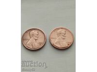 2 pcs. US copper cents from 1991 and 1992.