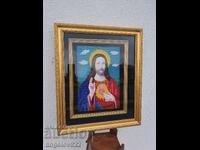 Icon in a beautiful wooden frame with glass!