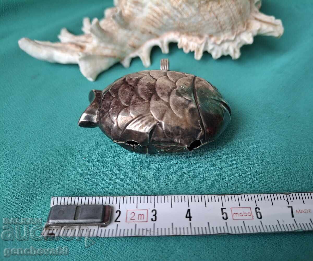 Figura unică din argint vechi „Pește” - clopoțel/marcaje - 5