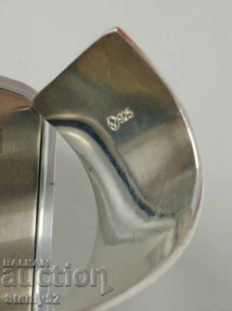 Bratara placata cu argint si inel placat cu rodiu. - 5