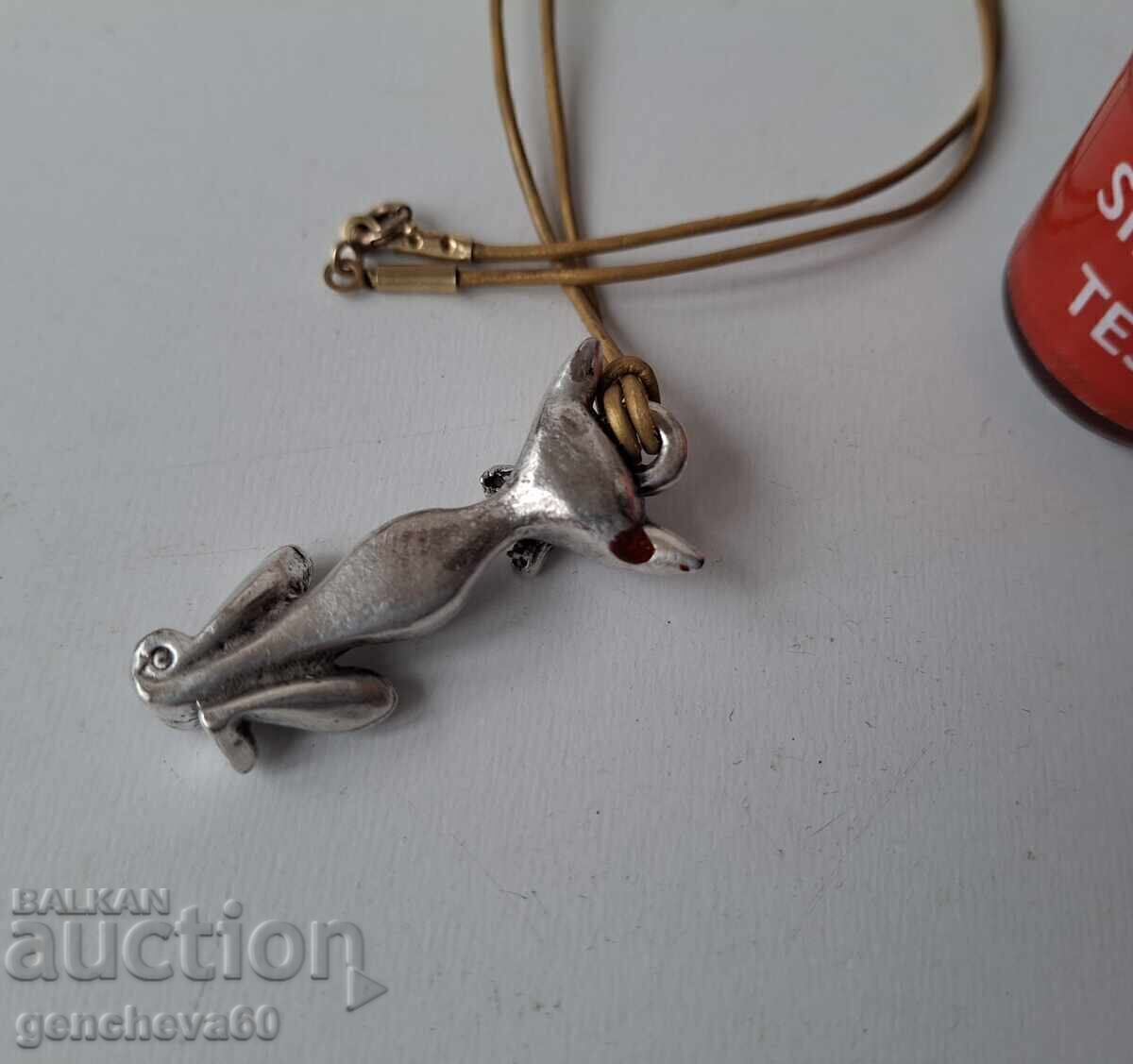 Vintage silver charm with ruby, "Cat" - 6