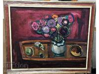 1615 Petar Urumov Flowers oil on canvas signed 1967