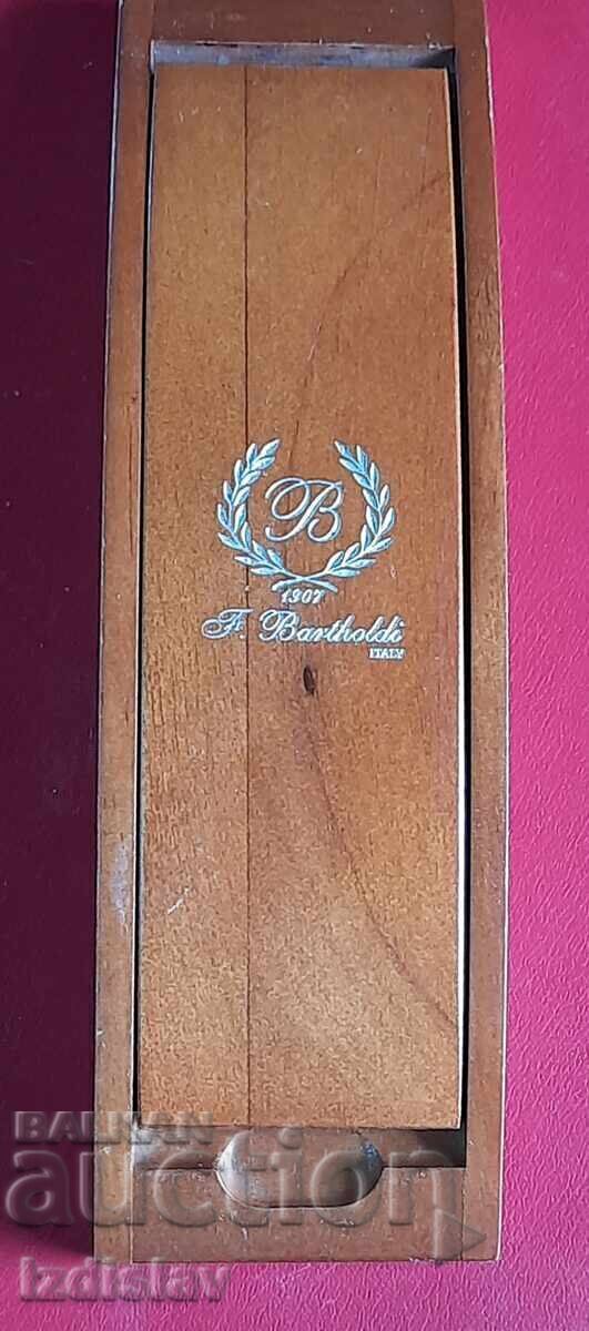 Auction  Luxury wooden box with pen and ballpoint pen F.Bartholdi-Italy