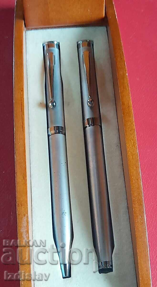 Luxury wooden box with pen and ballpoint pen F.Bartholdi-Italy - 6