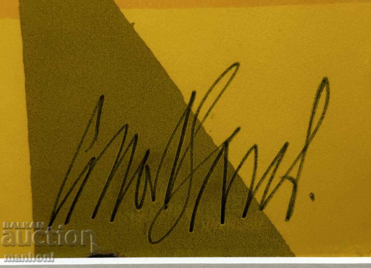 1619 Stoyan Tsanev graphic abstraction signed 90s R. 49 with price 1300.00 BGN | € 664.68