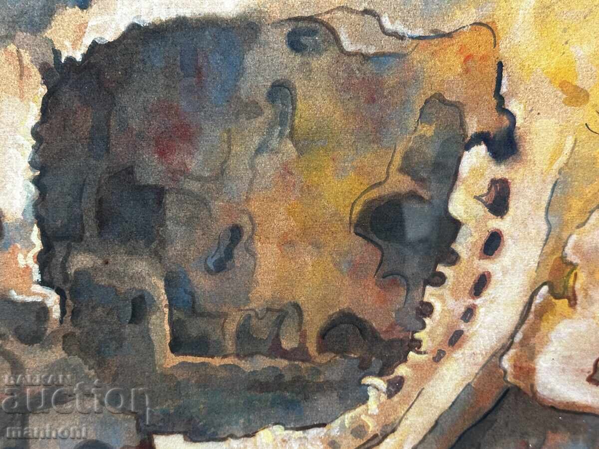 Auction 1622 Nikola Manev Cave watercolor signed 70s R. 58/46 Auction 1622 Nikola Manev Cave watercolor signed 70s R. 58/46