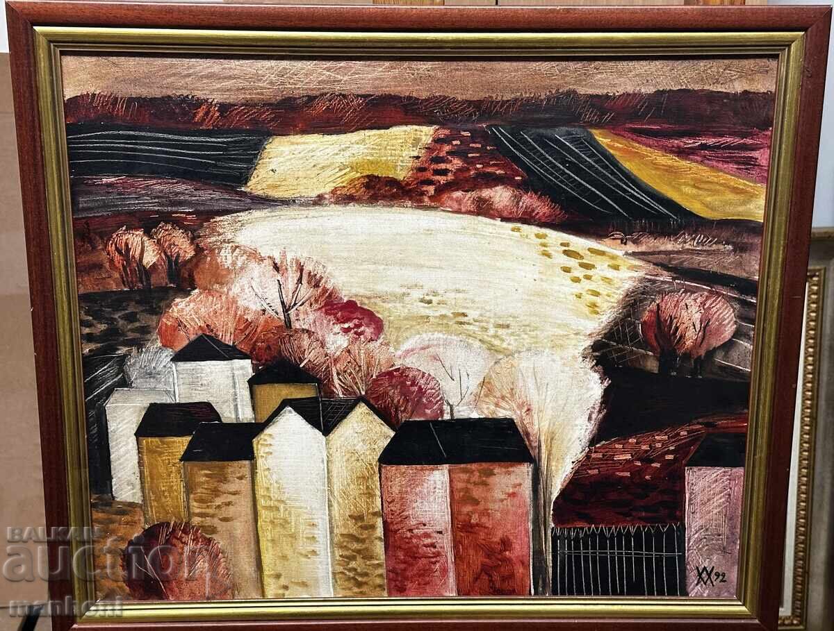 1624 Vasilka Moneva landscape in Red oil on canvas signed 1624 Vasilka Moneva landscape in Red oil on canvas signed