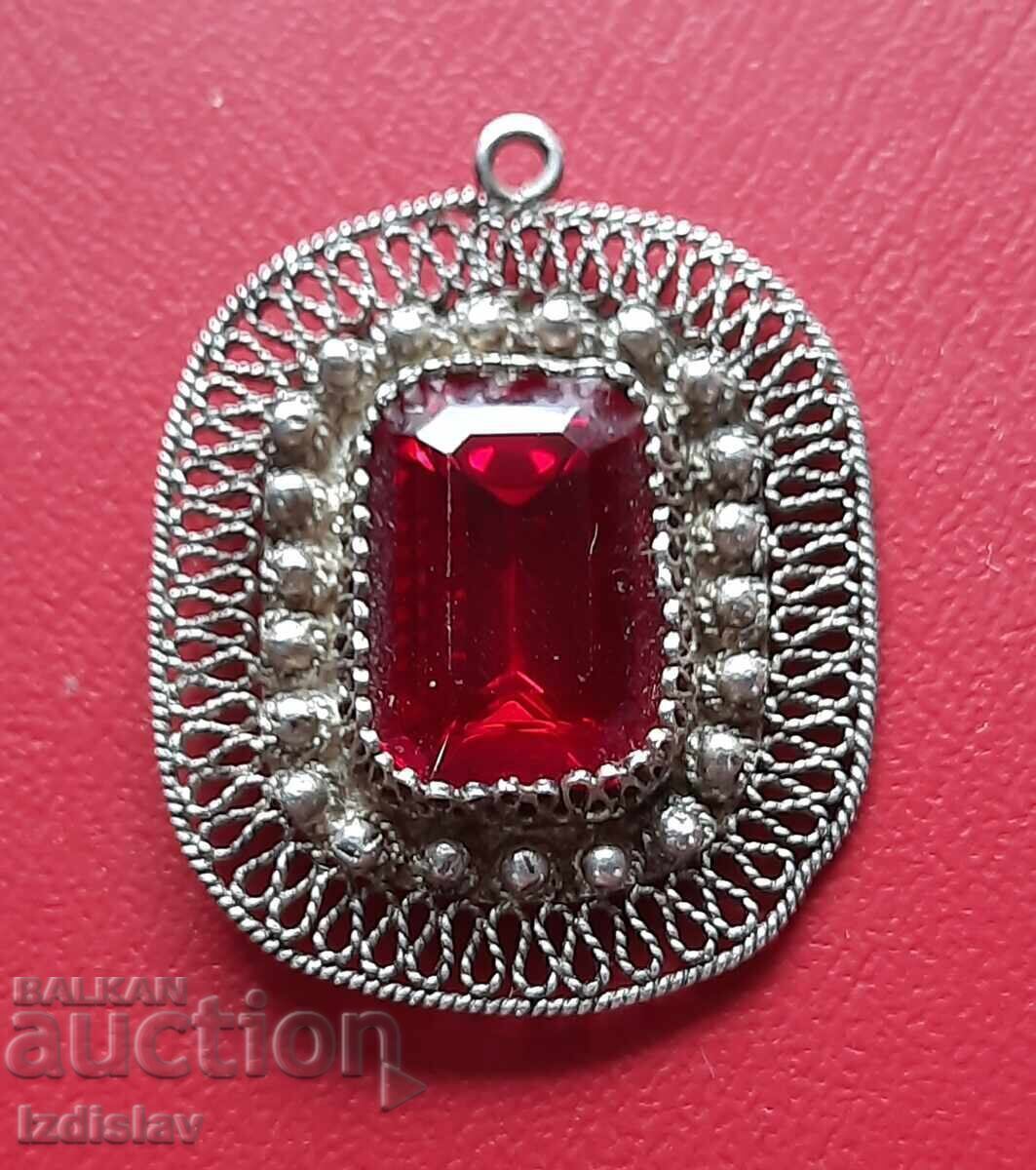 Antique silver filigree jewelry, medallion size Antique silver filigree jewelry, medallion size