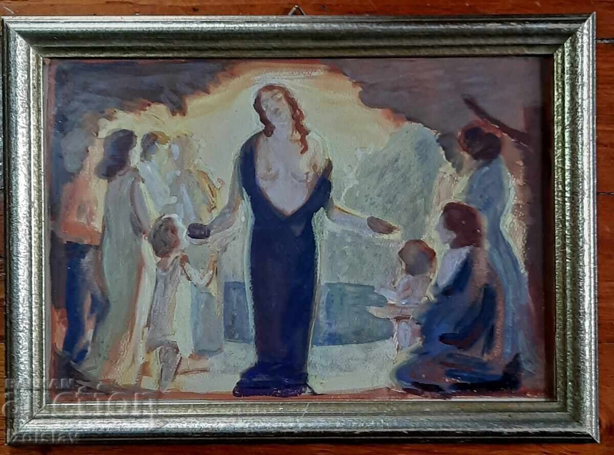 Old gouache painting. Old gouache painting.