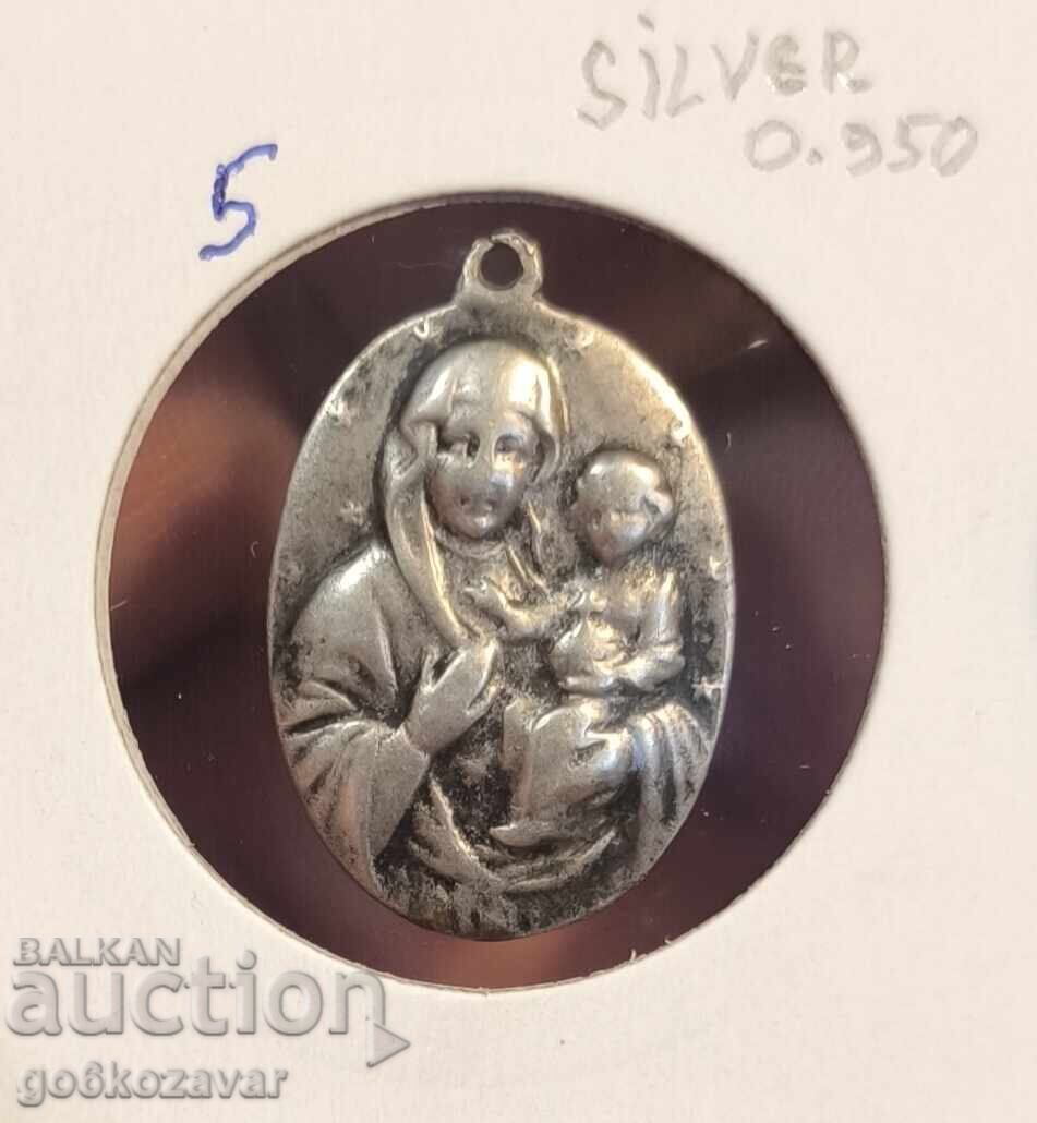 Old amulet pendant, Virgin Mary and the baby, Silver 0.950 with price 19.90 BGN | € 10.17