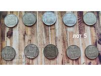 Lot 10 monede de argint 10 franci 1929-34