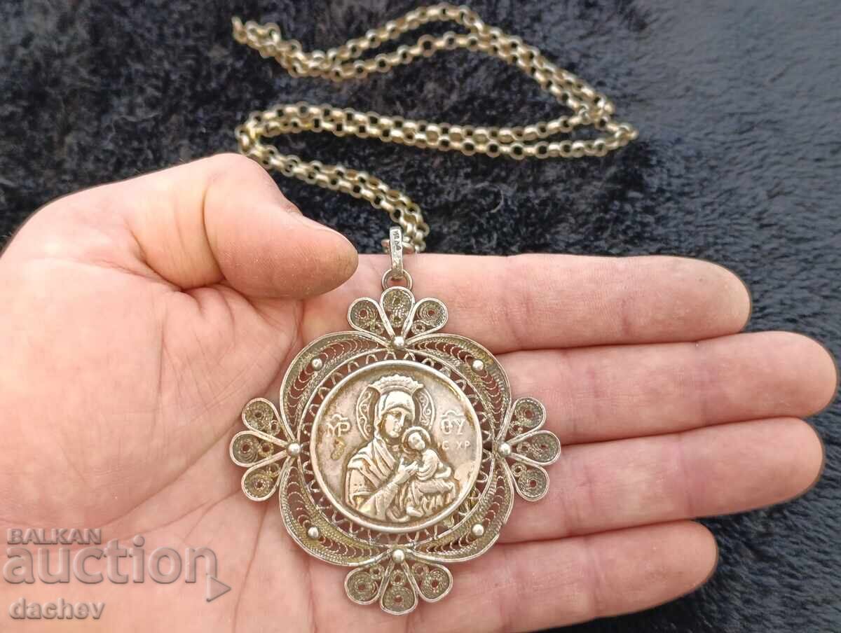 Auction  Renaissance silver filigree Panagia with Kyustek costume jewelry