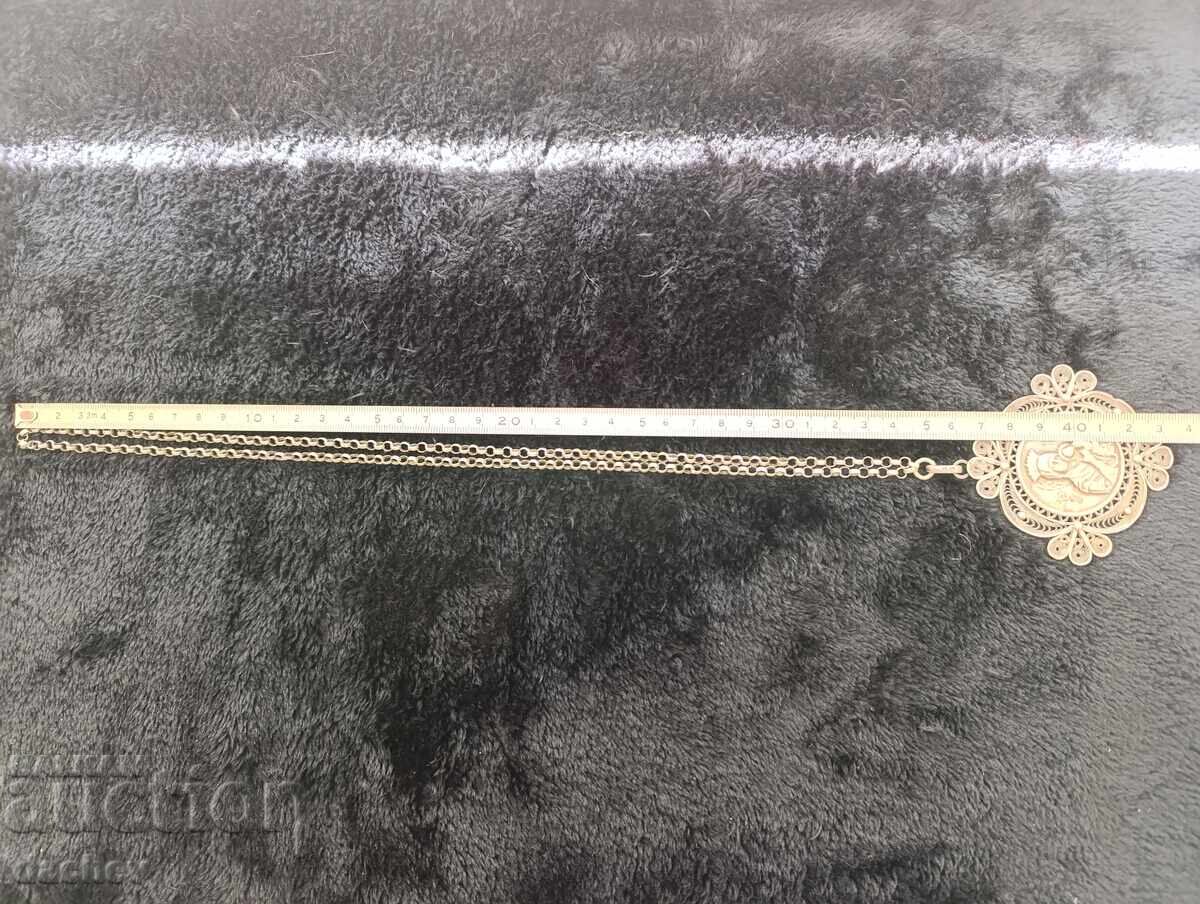 Renaissance silver filigree Panagia with Kyustek costume jewelry - 6