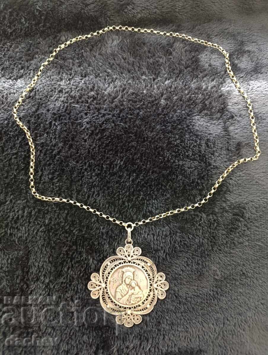 Αναγεννησιακό ασημένιο φιλιγκράν Παναγία με κοσμήματα στολής Kyustek Αναγεννησιακό ασημένιο φιλιγκράν Παναγία με κοσμήματα στολής Kyustek