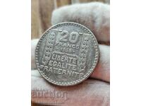 Silver coin 20 francs 1938