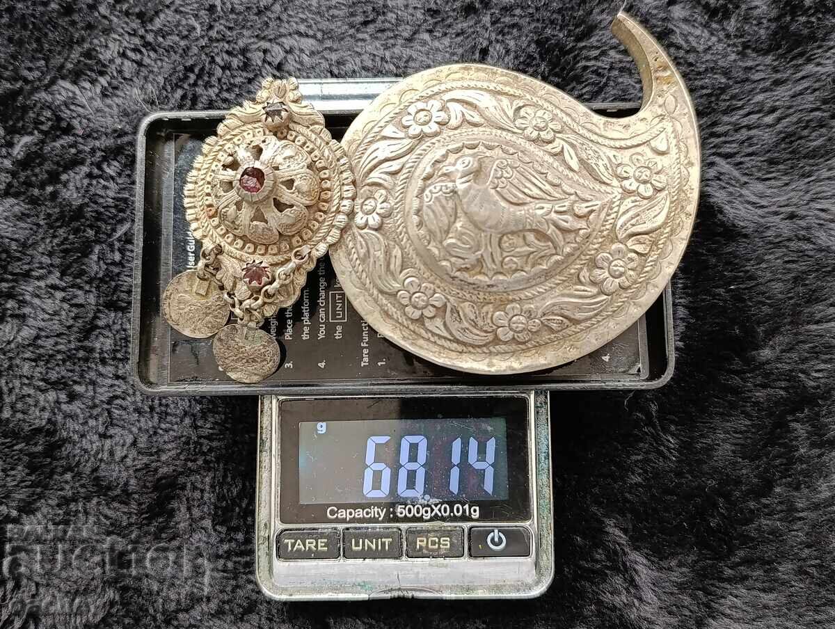 Renaissance Silver Buckle Half Belt Costume 19th Century - 7