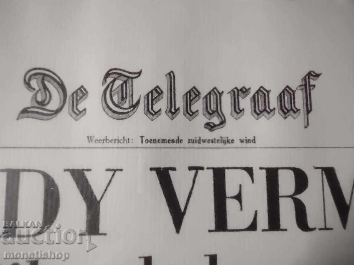 Licitație Afiș cu o copie a unui articol De Telegraaf despre moartea lui Kennedy Licitație Afiș cu o copie a unui articol De Telegraaf despre moartea lui Kennedy
