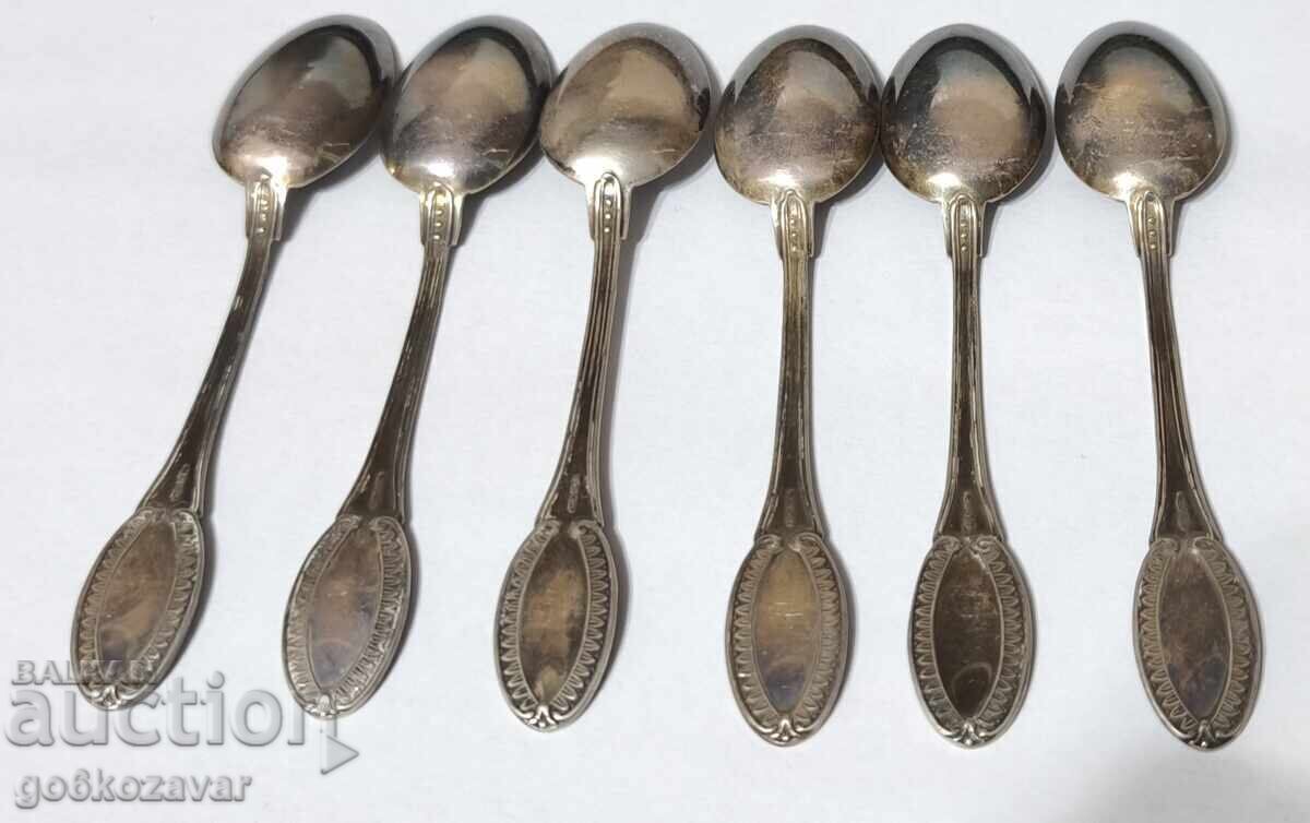 Delivery of Old silver coffee spoons 6 pieces, 800 hallmark Delivery of Old silver coffee spoons 6 pieces, 800 hallmark