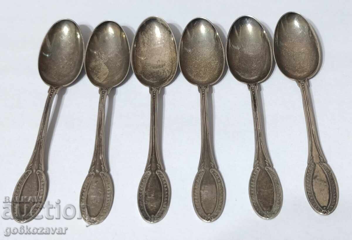Old silver coffee spoons 6 pieces, 800 hallmark Old silver coffee spoons 6 pieces, 800 hallmark