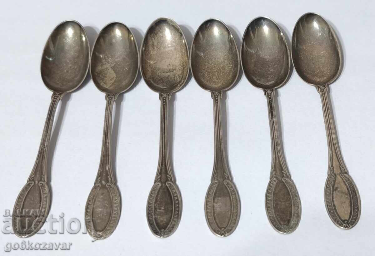 Old silver coffee spoons 6 pieces, 800 hallmark Old silver coffee spoons 6 pieces, 800 hallmark