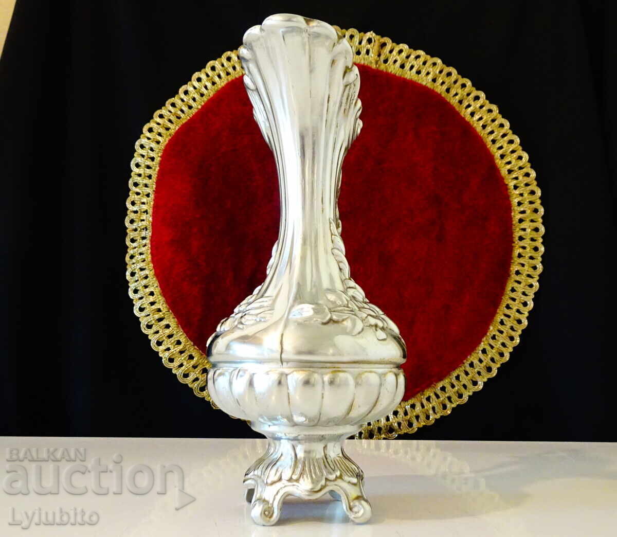 Auction Italian embossed pewter jug, Baroque Auction Italian embossed pewter jug, Baroque