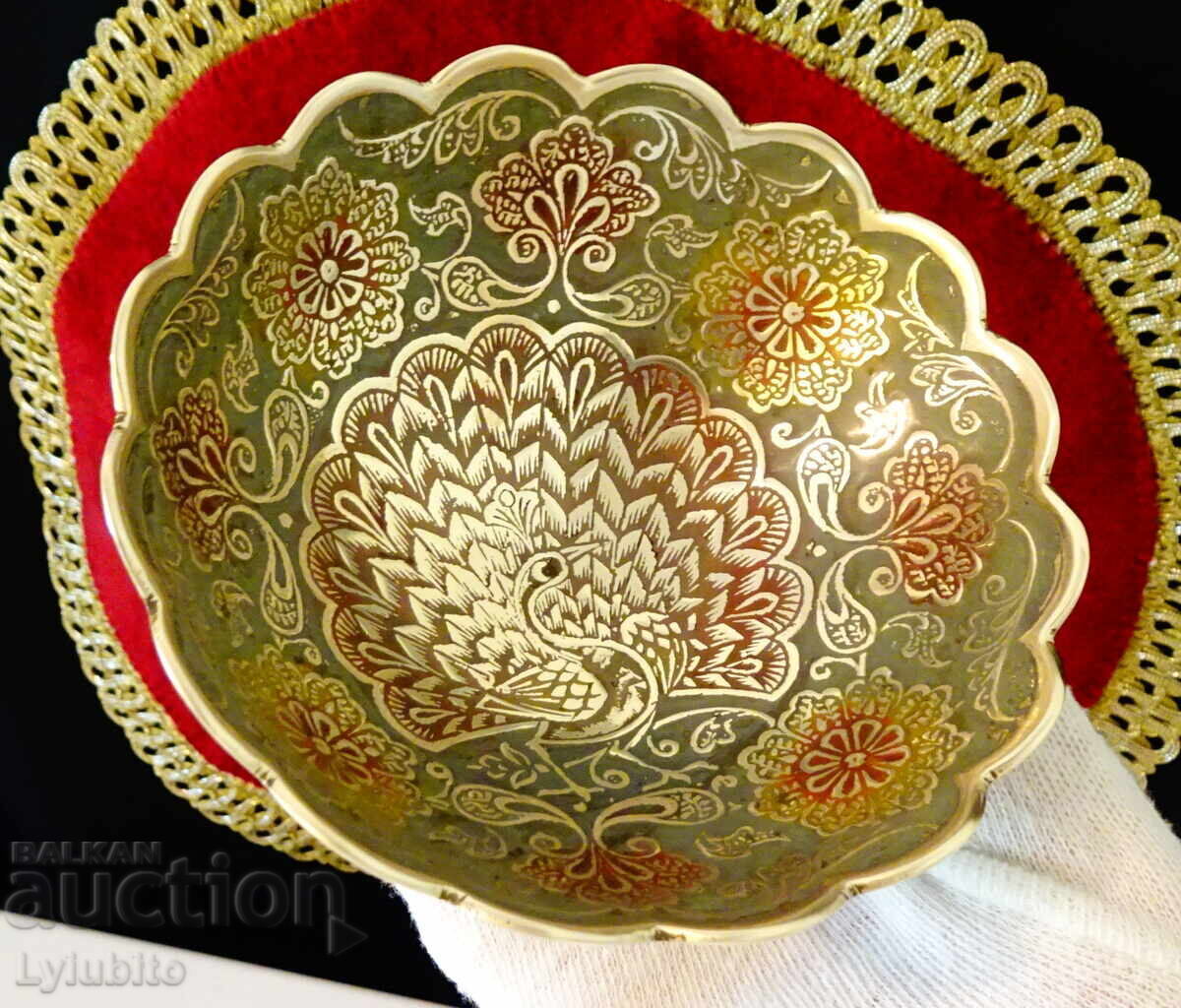 Bronze Nut Bowl Peacock, Cloisonné Enamel - 7 Bronze Nut Bowl Peacock, Cloisonné Enamel - 7