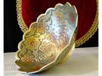 Бронзова купичка за ядки Паун,клетъчен емайл