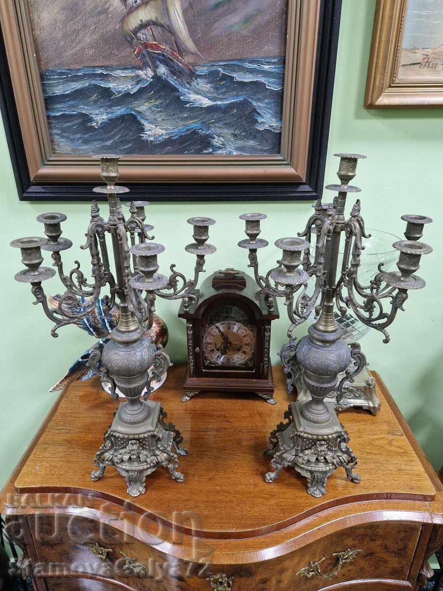 Auction Pair of large French bronze candlesticks Auction Pair of large French bronze candlesticks