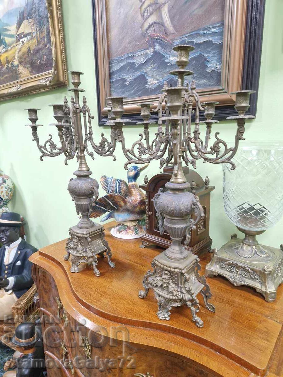 Delivery of Pair of large French bronze candlesticks Delivery of Pair of large French bronze candlesticks