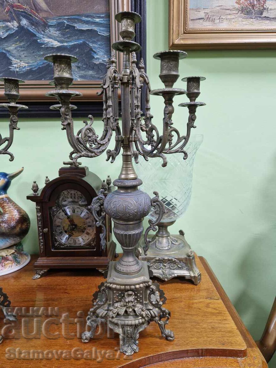 Pair of large French bronze candlesticks - 6 Pair of large French bronze candlesticks - 6