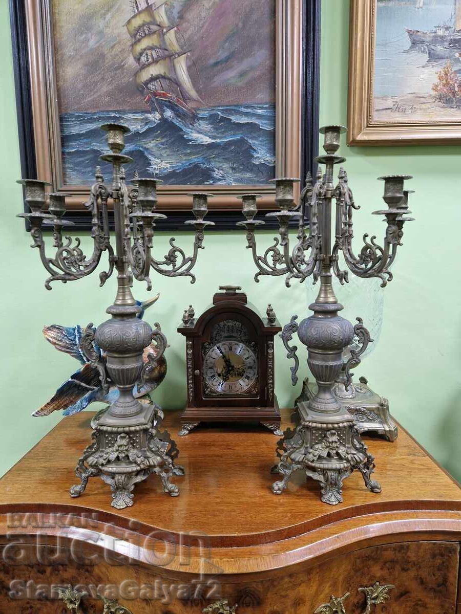 Pair of large French bronze candlesticks Pair of large French bronze candlesticks