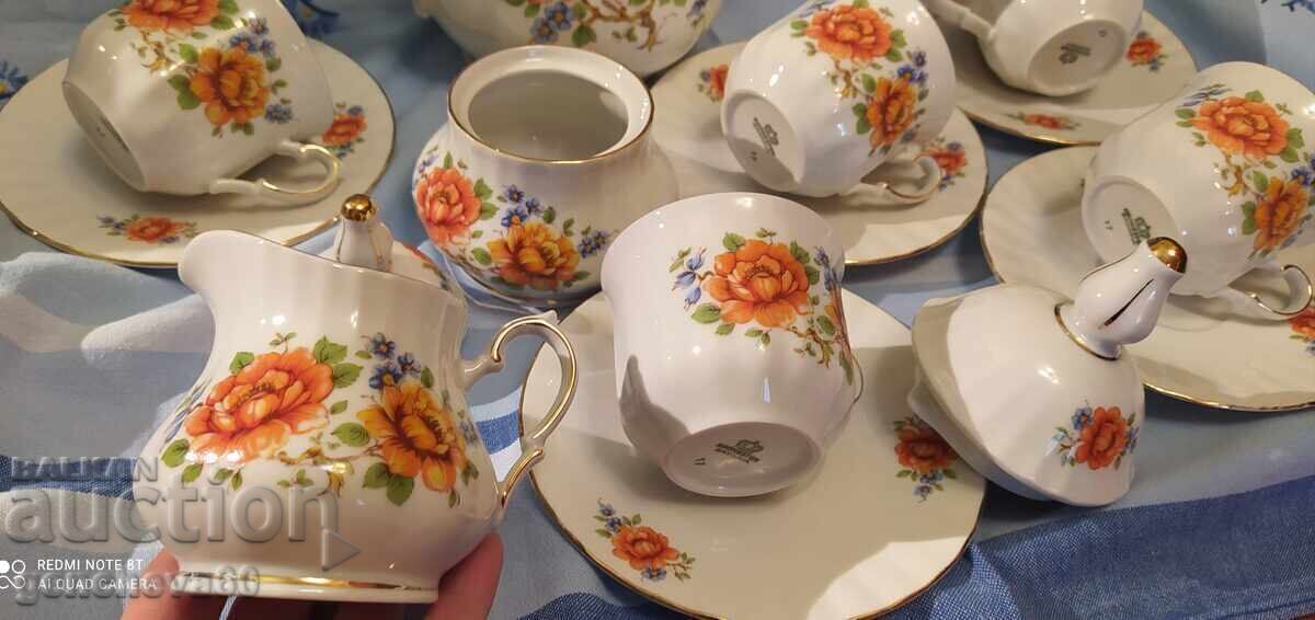 Παράδοση Βαυαρικό σερβίτσιο πορσελάνης για καφέ με λουλούδια, "Kronester" Παράδοση Βαυαρικό σερβίτσιο πορσελάνης για καφέ με λουλούδια, "Kronester"