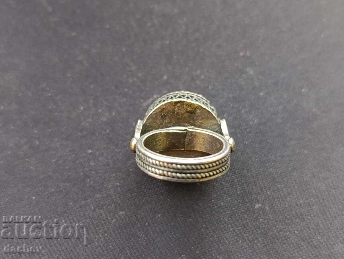 Σπάνιο αναγεννησιακό ασημένιο δαχτυλίδι φιλιγκράν κοσμήματα στολής - 6