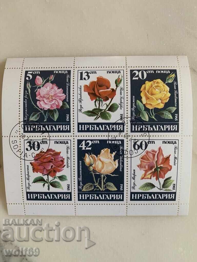 Block, stamps-Bulgarian roses-1985. Block, stamps-Bulgarian roses-1985.