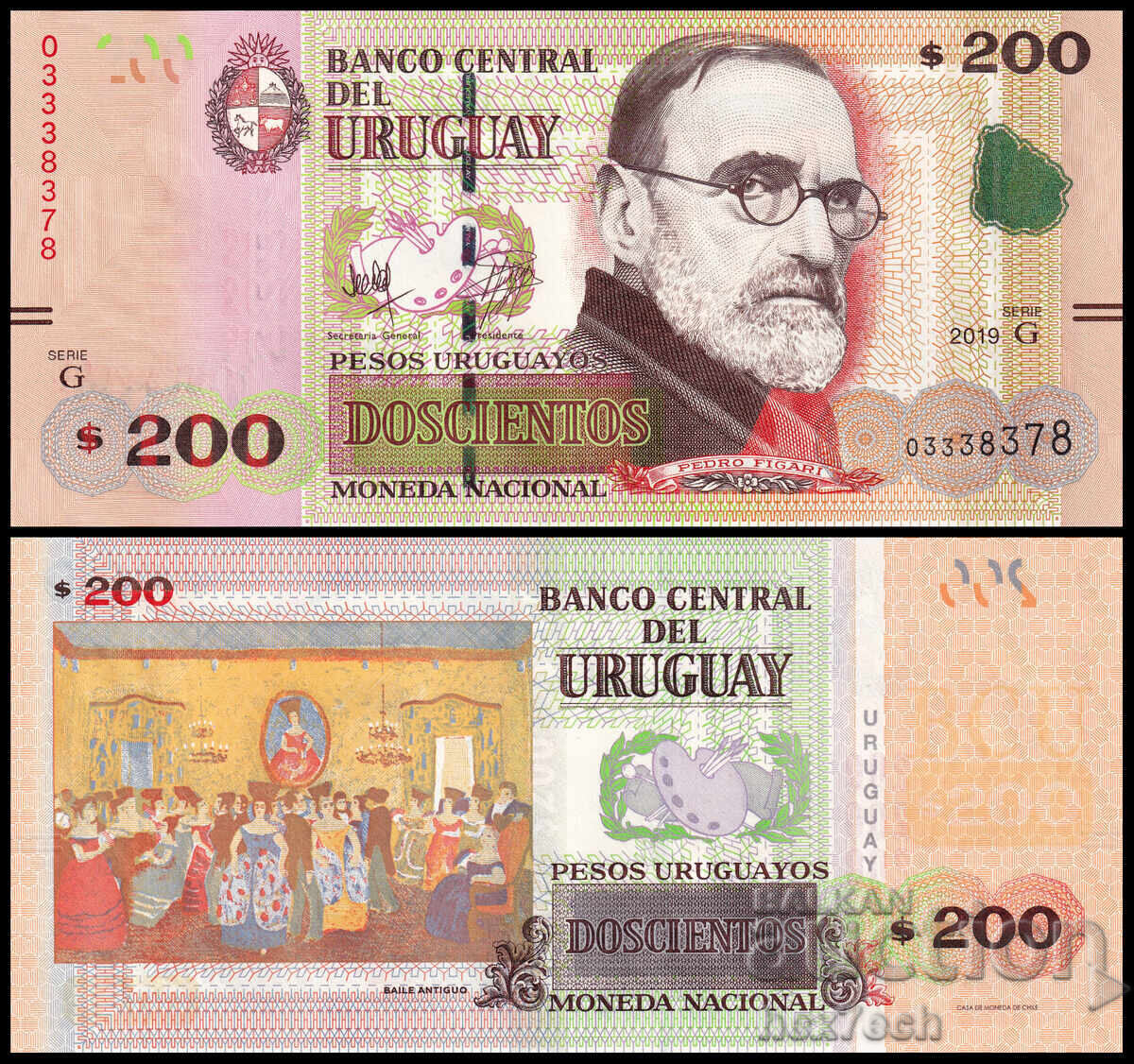 ❤️ ⭐ Уругвай 2019 200 песос UNC нова ⭐ ❤️
