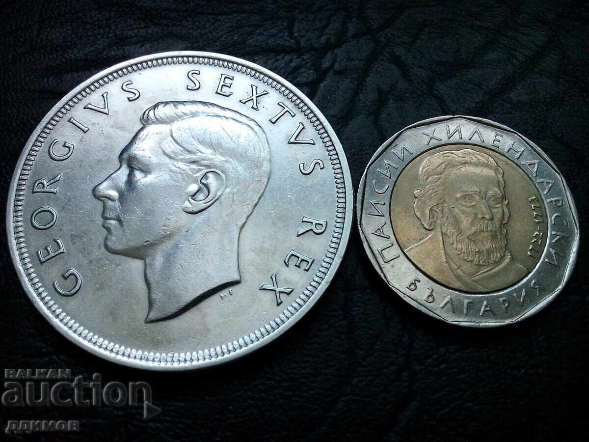 Доставка на 5 шилинга 1952 година Южна Африка Джeордж Vl сребро Доставка на 5 шилинга 1952 година Южна Африка Джeордж Vl сребро