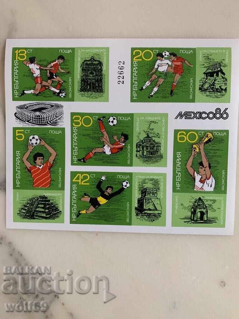 Block, stamp-World Cup, Mexico'86-2-1986. Block, stamp-World Cup, Mexico'86-2-1986.