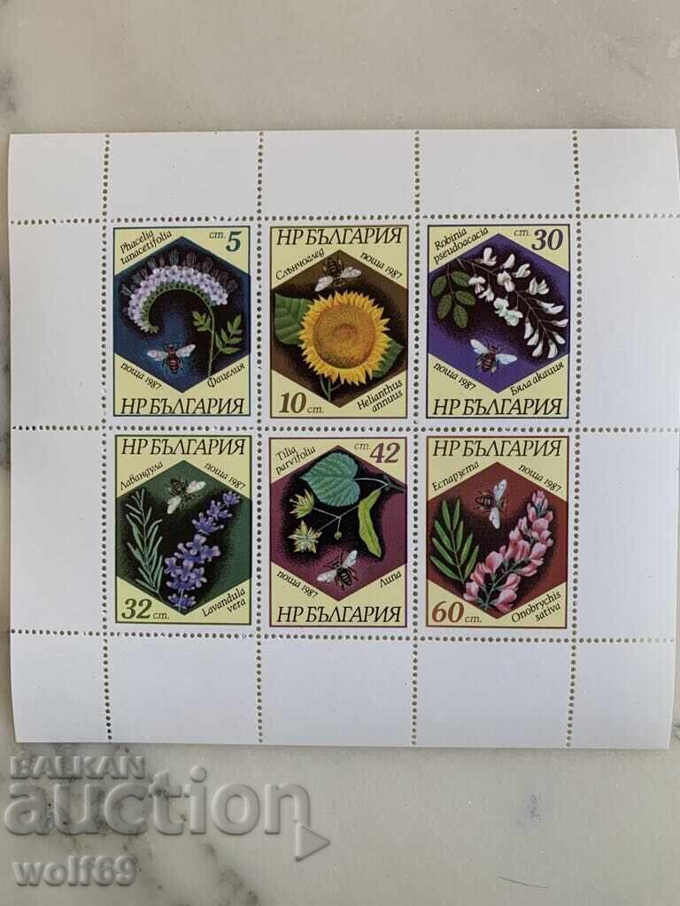 Block, stamp - Bees and honey plants - 1987. Block, stamp - Bees and honey plants - 1987.